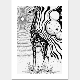 Psychedelic giraffe Posters and Art